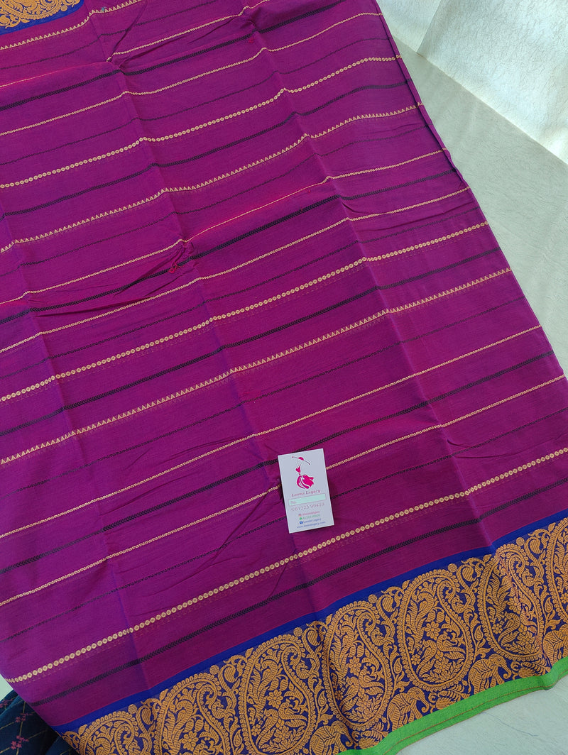 Purple with Velthari Pattern  Kanchi Cotton