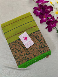 Parrot Green with Velthari Pattern  Kanchi Cotton