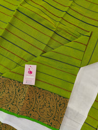 Parrot Green with Velthari Pattern  Kanchi Cotton