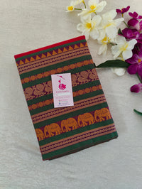 Red with Green Kanchi Cotton