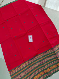 Red with Green Kanchi Cotton