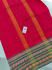 Red with Green Kanchi Cotton