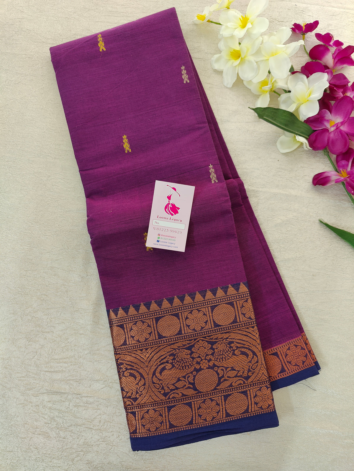 Dark Purple with Blue Kanchi Cotton