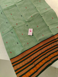 Lil Green with Dark Green Long Border Kanchi Cotton