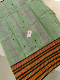 Lil Green with Dark Green Long Border Kanchi Cotton