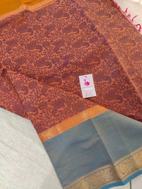 Brown cum Dual Shade Border with Vanasingram Pattern Kanchi Cotton