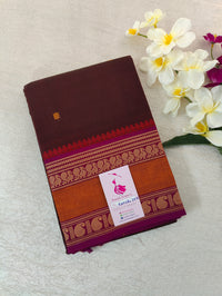 Dark Brown with Magenta Kanchi Cotton