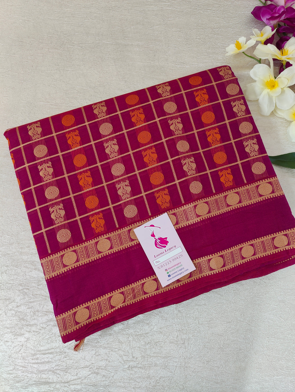 Pink 1000 Butta Kanchi Cotton with Grand Pallu