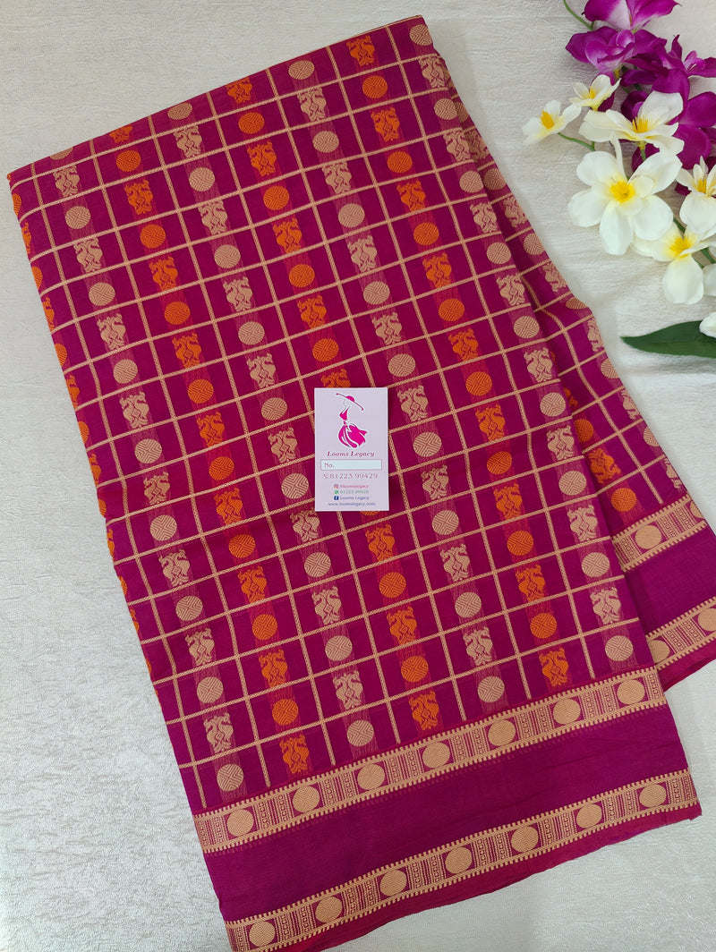 Pink 1000 Butta Kanchi Cotton with Grand Pallu