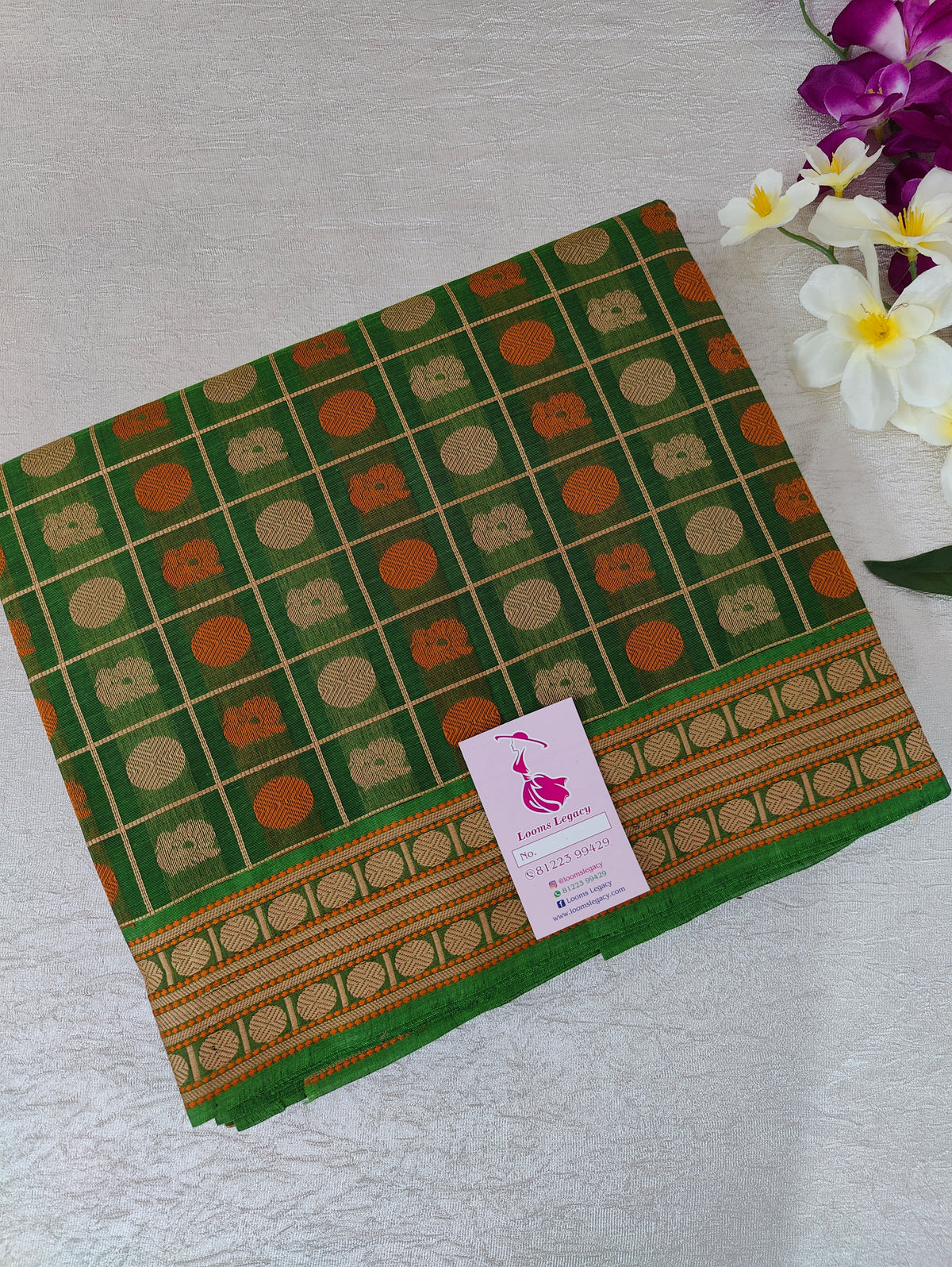 Green 1000 Butta Kanchi Cotton with Grand Pallu