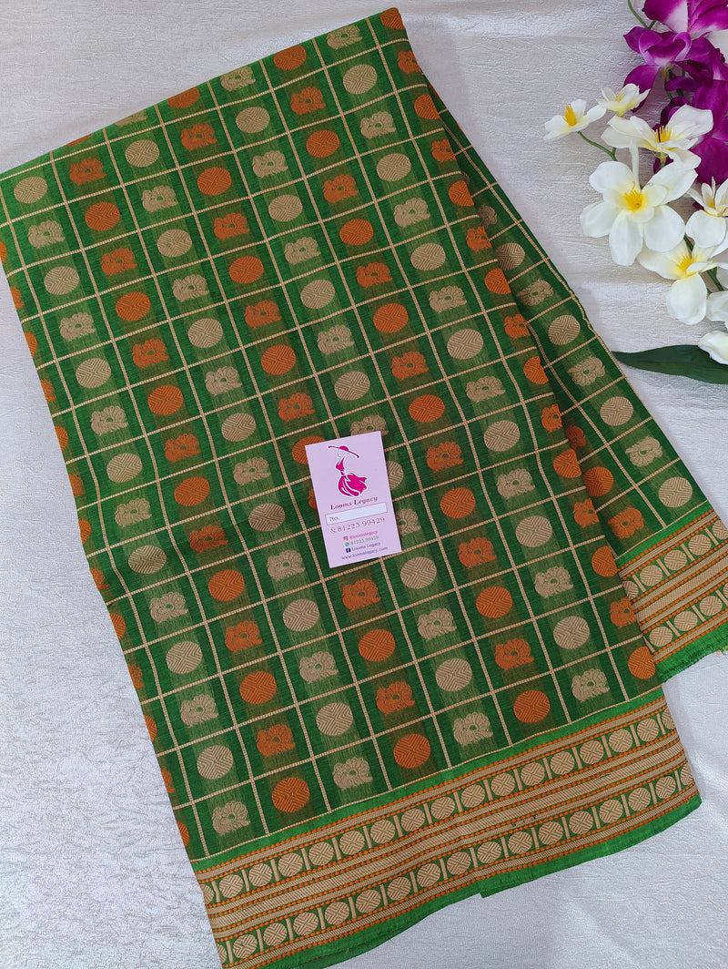 Green 1000 Butta Kanchi Cotton with Grand Pallu